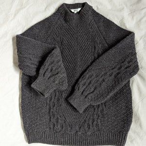 KOTN Women's Wool Cable Sweater - Grey in Small